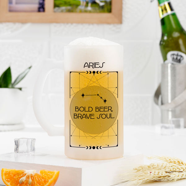 Zodiac Cheers Personalized Beer Mug - Aries