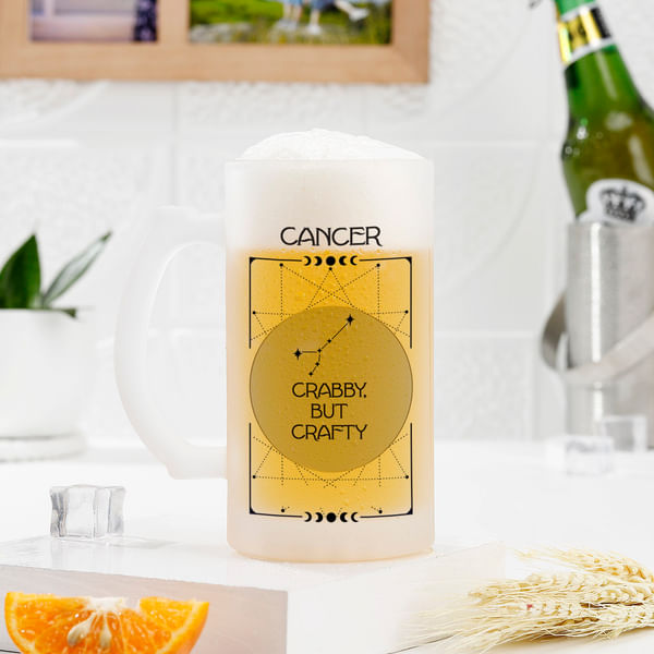 Zodiac Cheers Personalized Beer Mug - Cancer