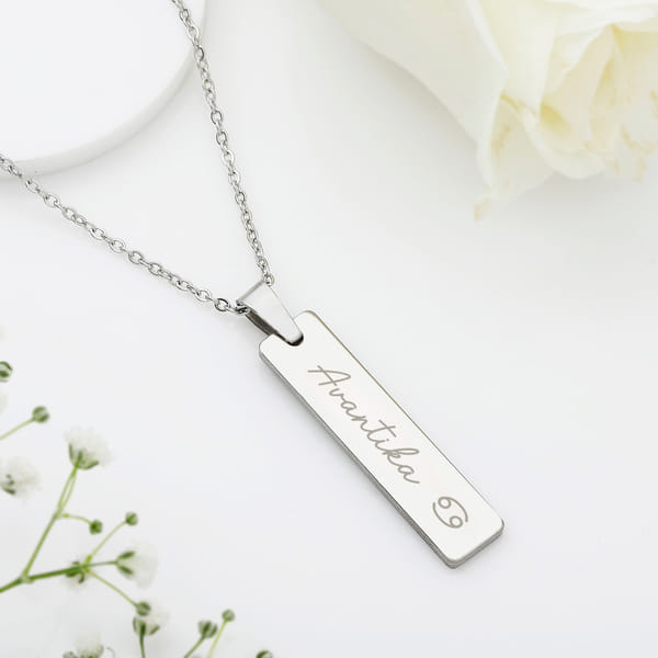 Zodiac Glow - Personalized Pendant Link Chain - Cancer