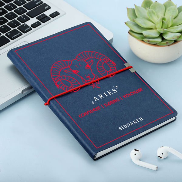 Zodiac Zest - Personalized Vegan Leather Diary - Aries