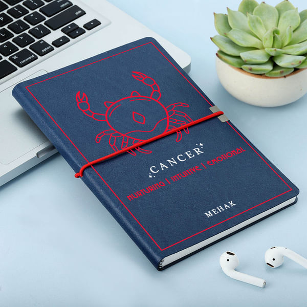 Zodiac Zest - Personalized Vegan Leather Diary - Cancer