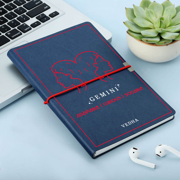 Zodiac Zest - Personalized Vegan Leather Diary - Gemini