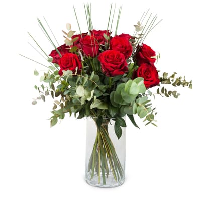 Buy/Send 12 Red Roses with greenery Online | IGP | NID1361867