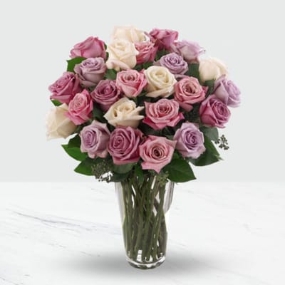 Buy/Send 24 Pink and purple roses in a vase Online | IGP | ID1355269