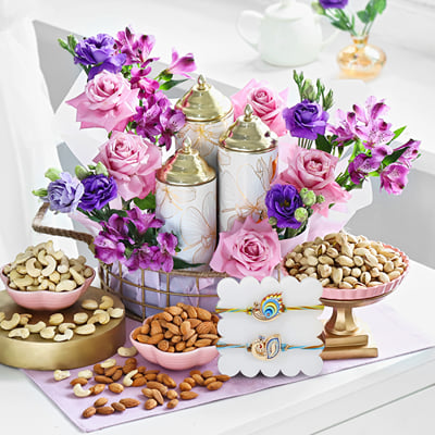 Abundance Of Colour Raksha Bandhan Metal Basket Hamper: Gift/Send ...