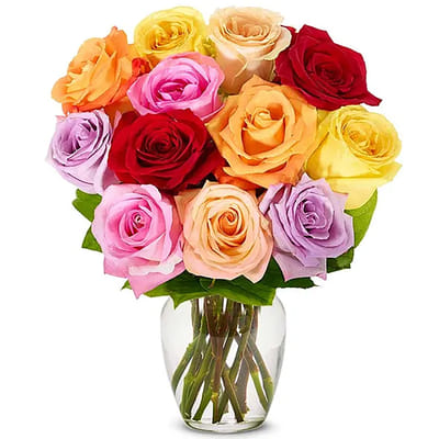 Buy/Send Bunch of 12 Mix Roses Online | IGP | US1068999