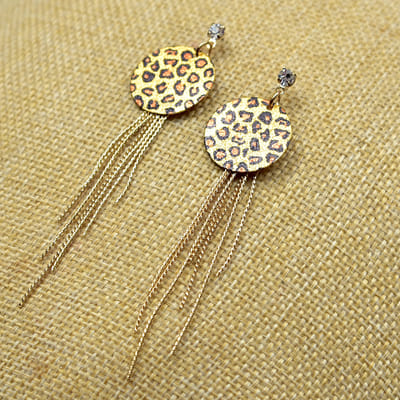Buy/Send Chic Animal Print Earrings with Dangling Strands Online