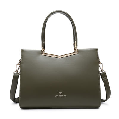 Buy/Send Minimalist Structured Handbag With Detachable Strap - Forest ...
