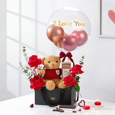 Send Teddy and Flowers Hamper Online, Same Day Delivery in UAE | IGP ...