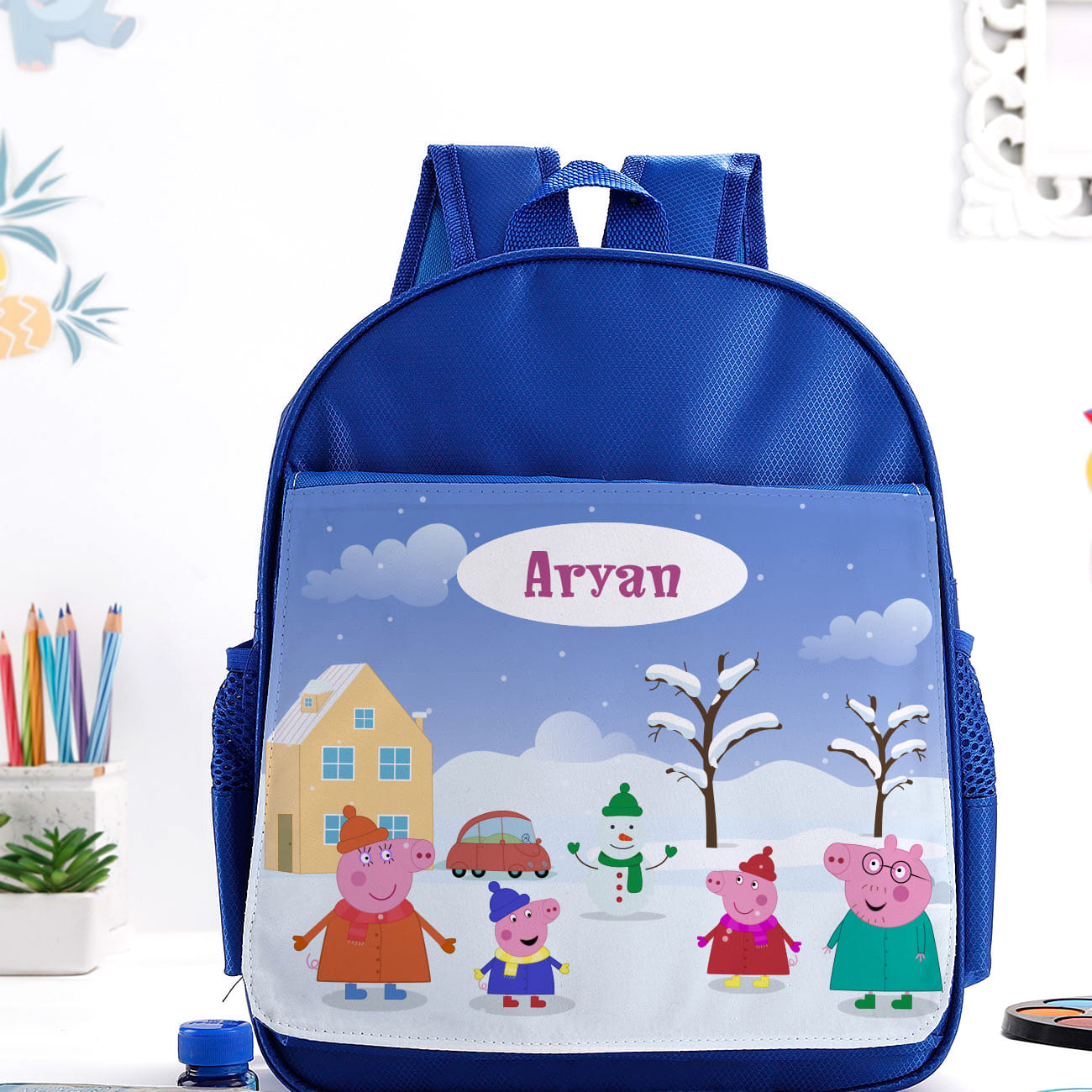 Adorable Peppa Pig - School Bag - Personalized - Blue