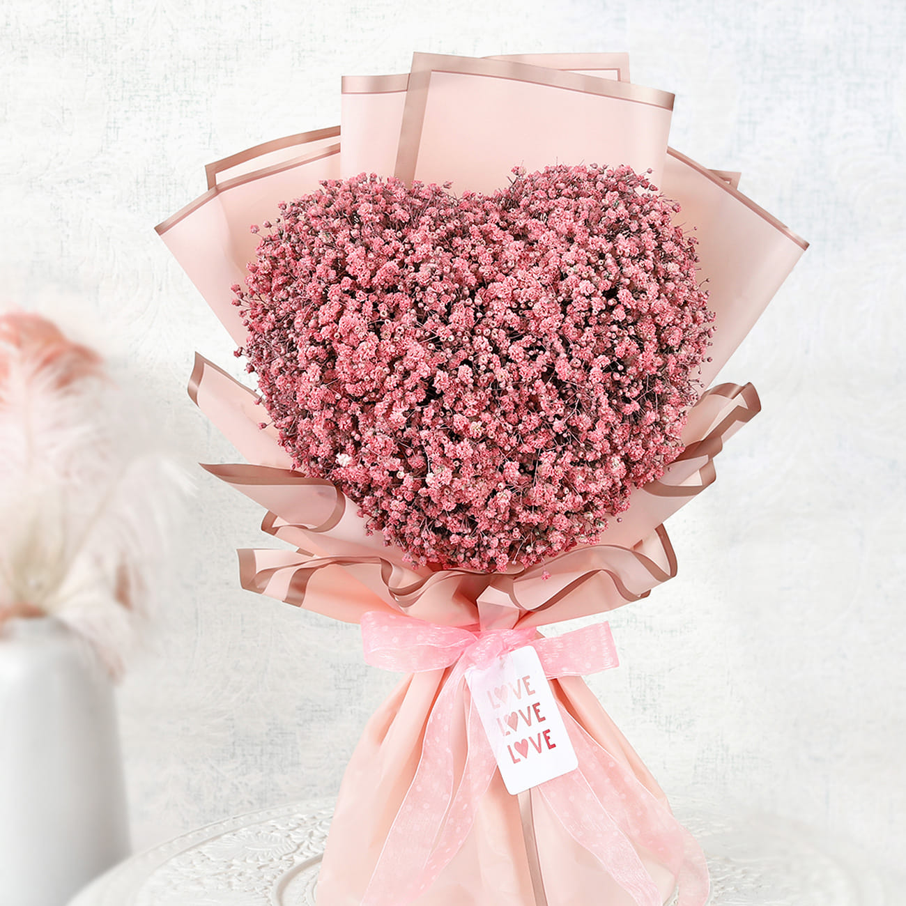 Blush Gypsophila Heart Valentine's Day Bouquet