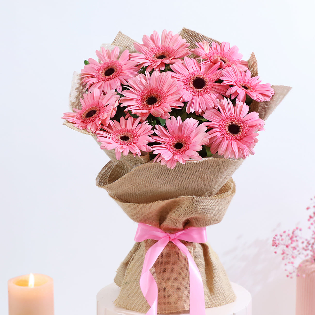 Bouquet of 10 Pink Gerberas