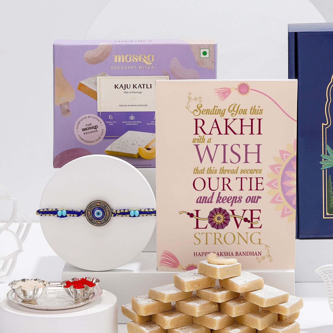 Classic Evil Eye Rakhi And Sweets Hamper