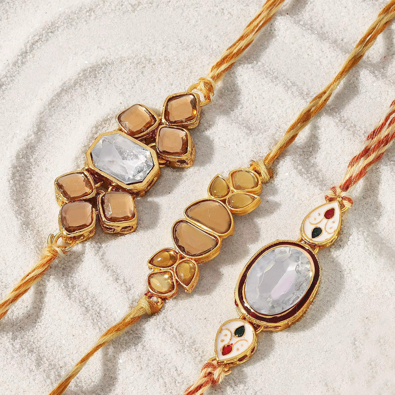 Classic Kundan Rakhi Set Of 3