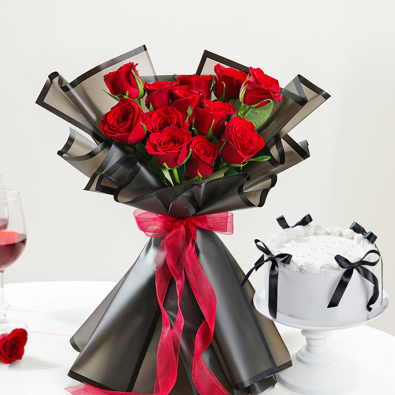 Crimson Charm And Classic Cake Duo