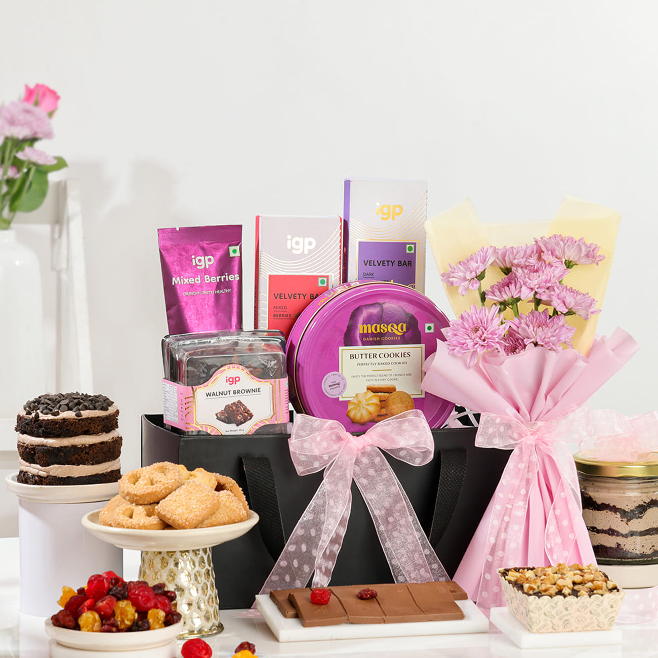 Delightful Snacks And Floral Surprise Hamper