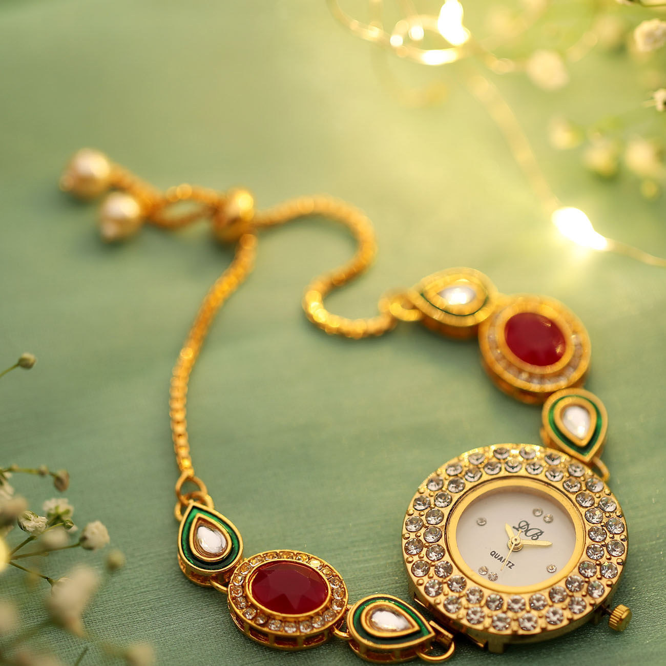 Designer Watch with Ruby and CZ Stones