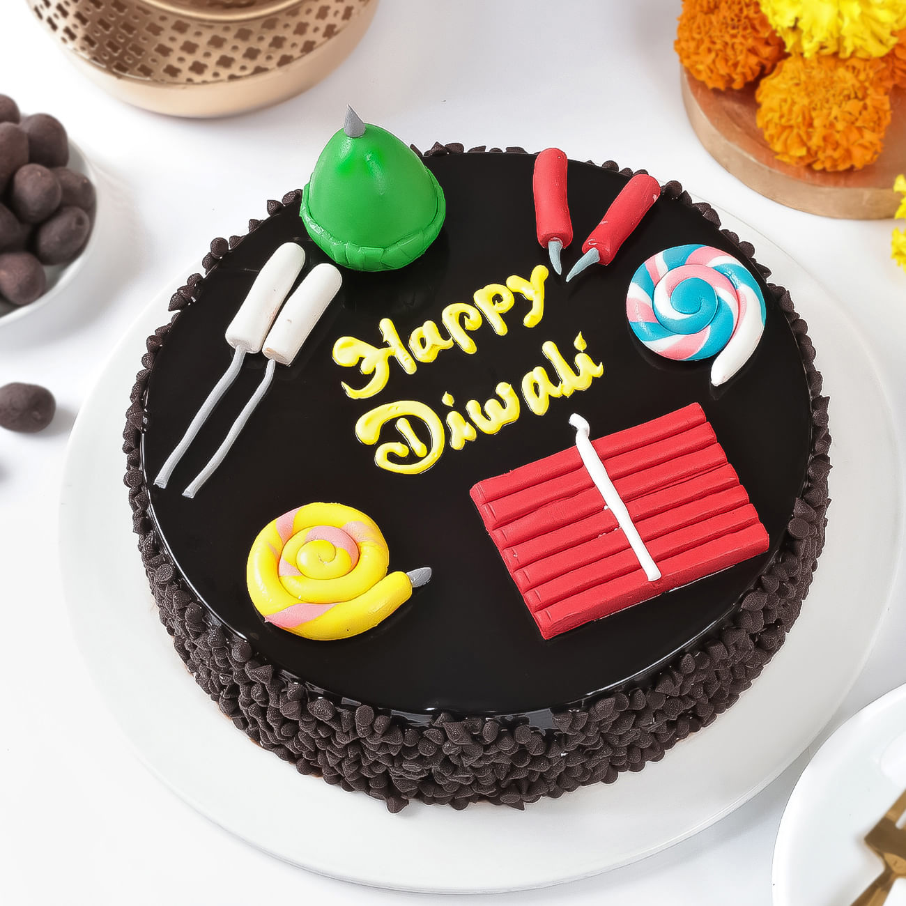 Diwali Crackers Chocolate Truffle Cake