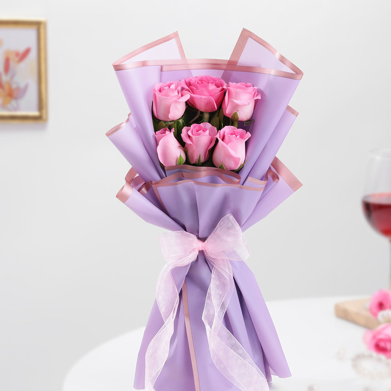 Elegant Aqua Pink Rose Bouquet