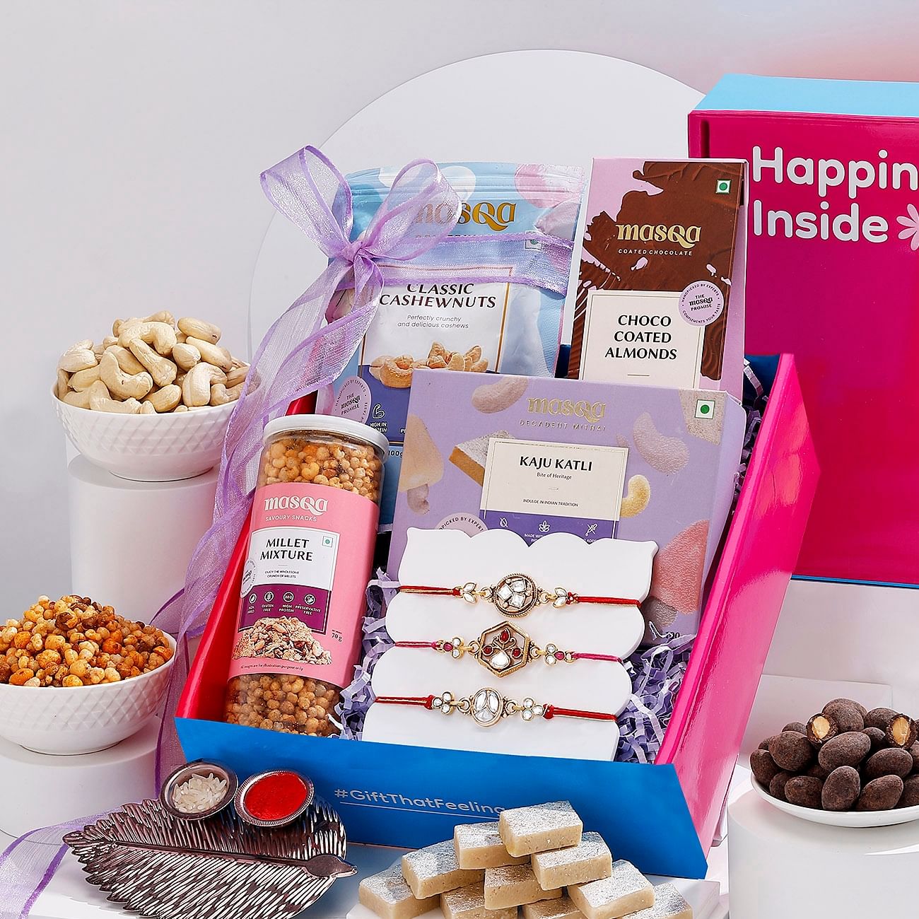 Elegant Kundan Rakhis And Indulgence Hamper