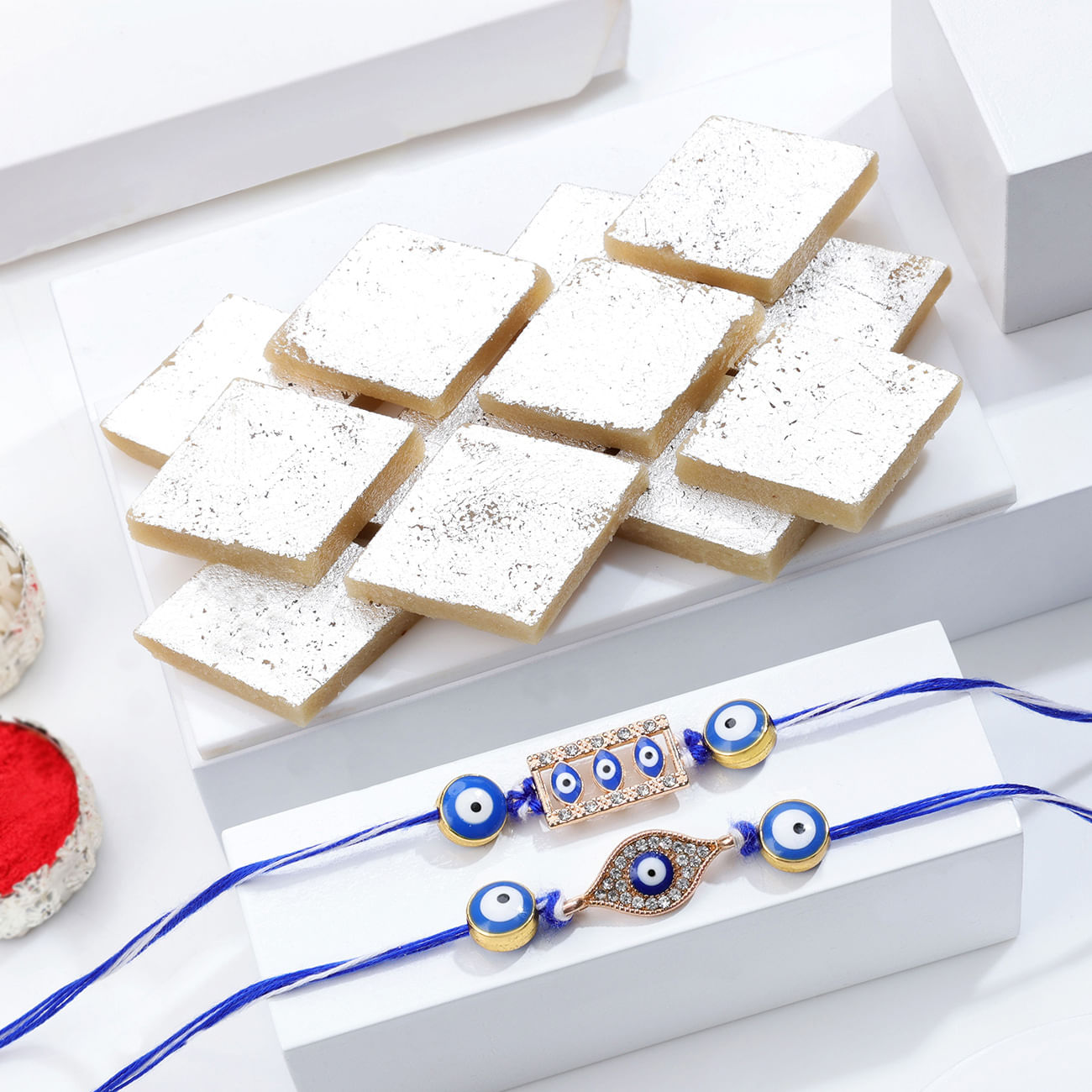 Evil-Eye Rakhis And Kaju Katli Combo