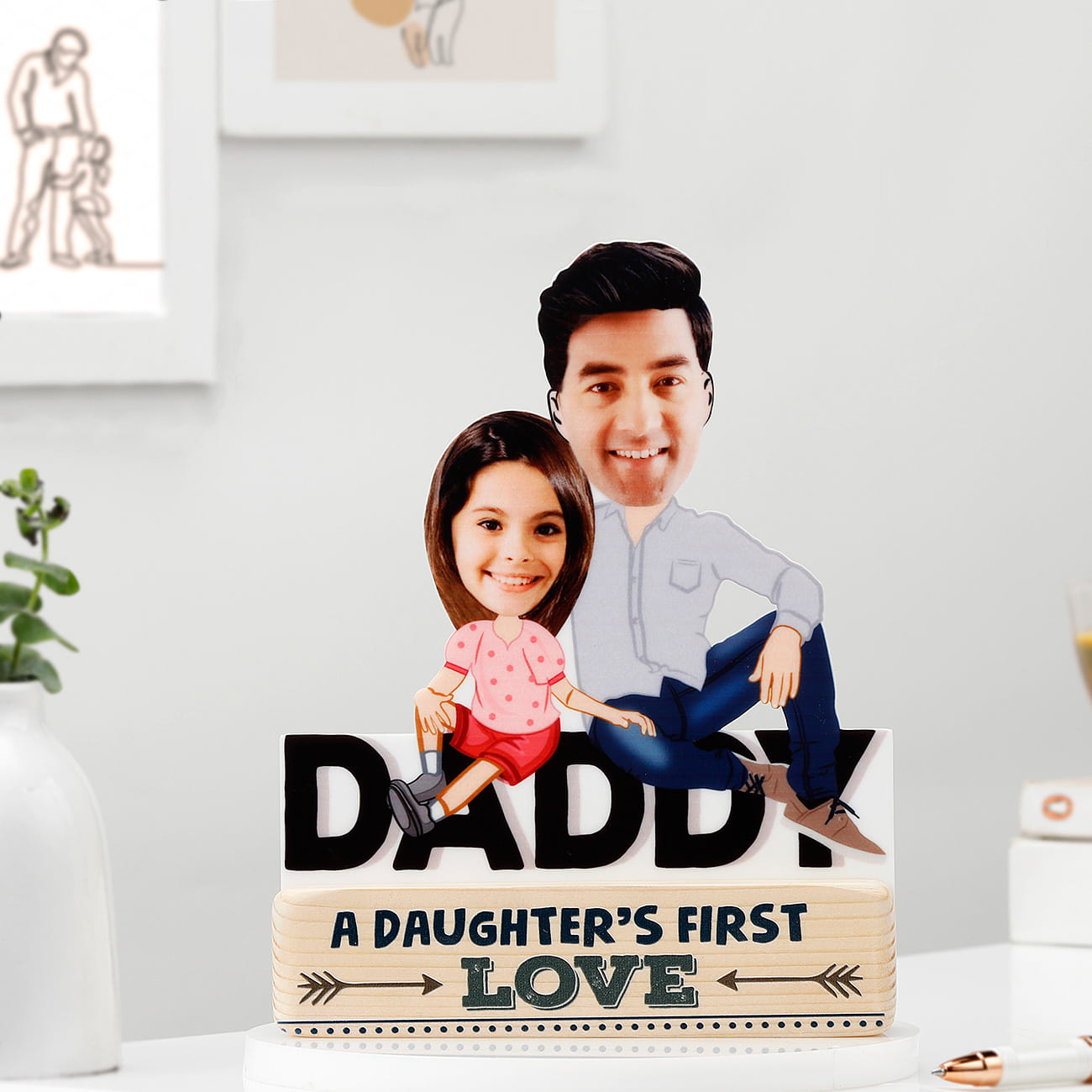 Father And Daughter Personalized Caricature