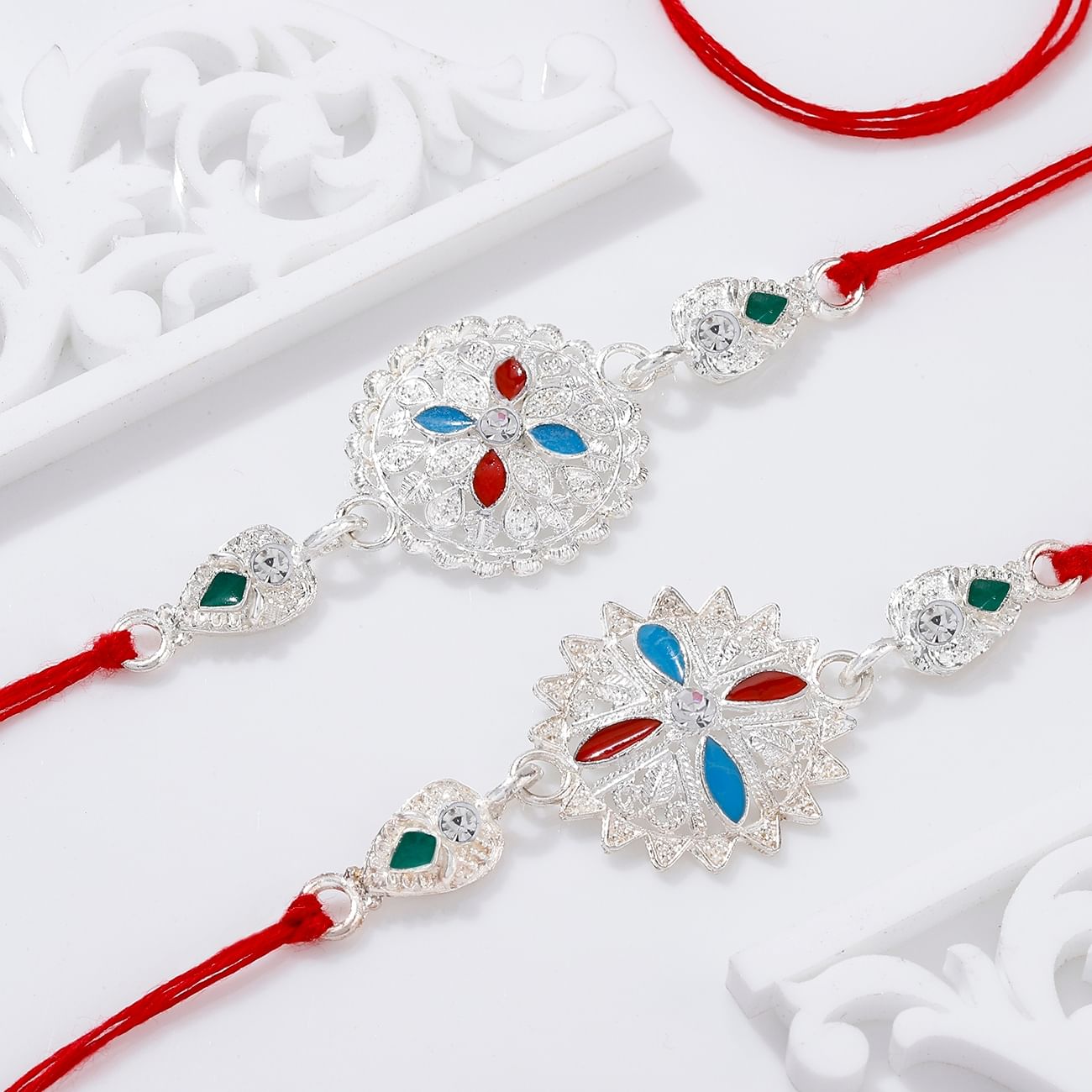Festive Florals Rakhi Set
