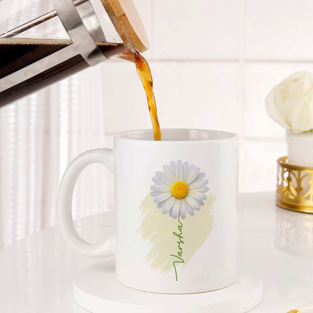 Floral Charm Personalized Ceramic Mug