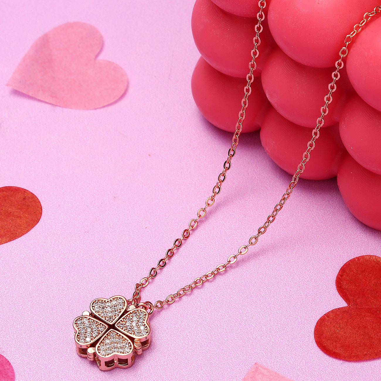 Floral Hearts Openable CZ Pendant