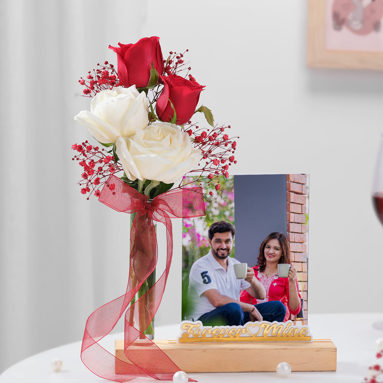 Forever Mine Personalized Test Tube Photo Stand Combo