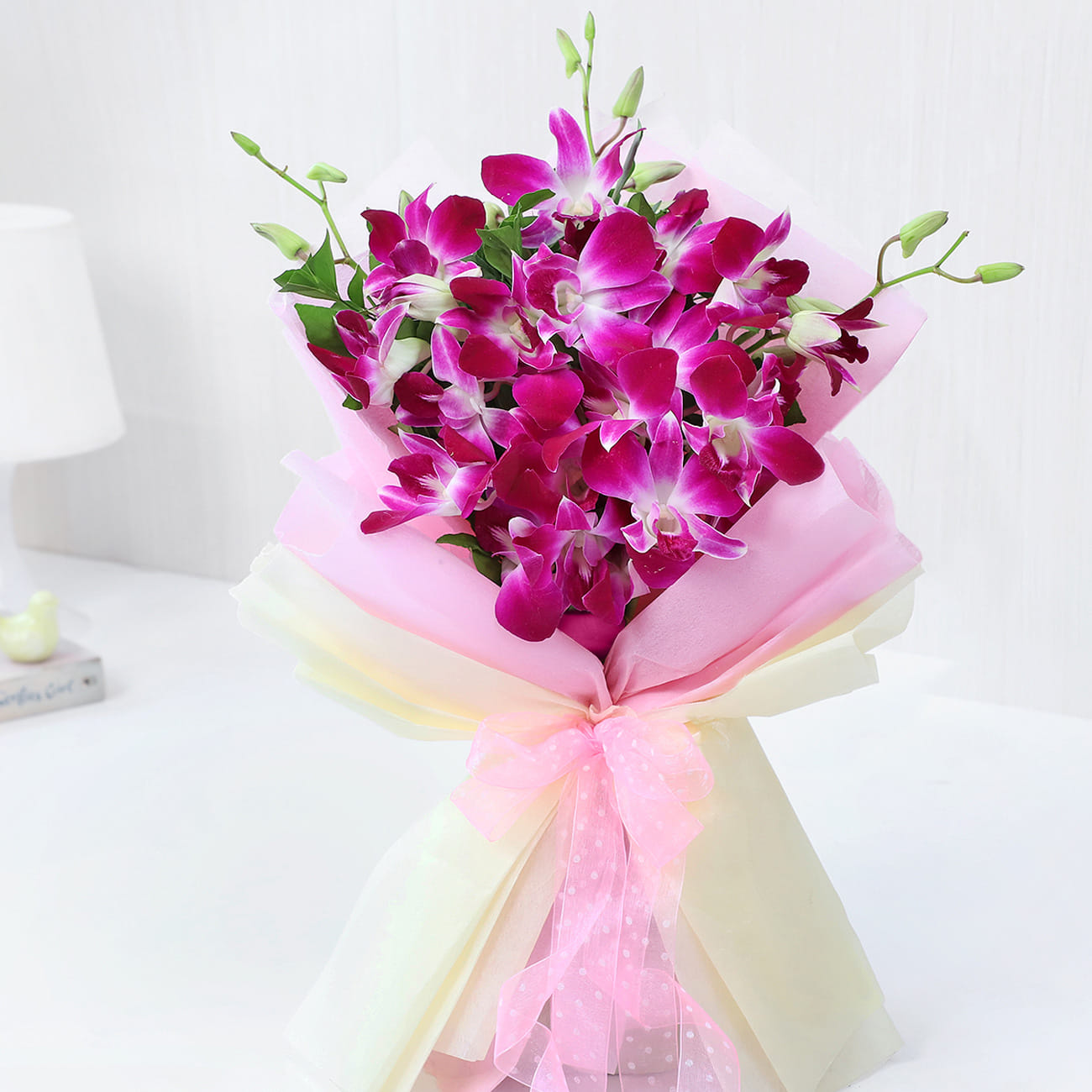 Fresh Orchid Hand-Tied Bouquet for Mom