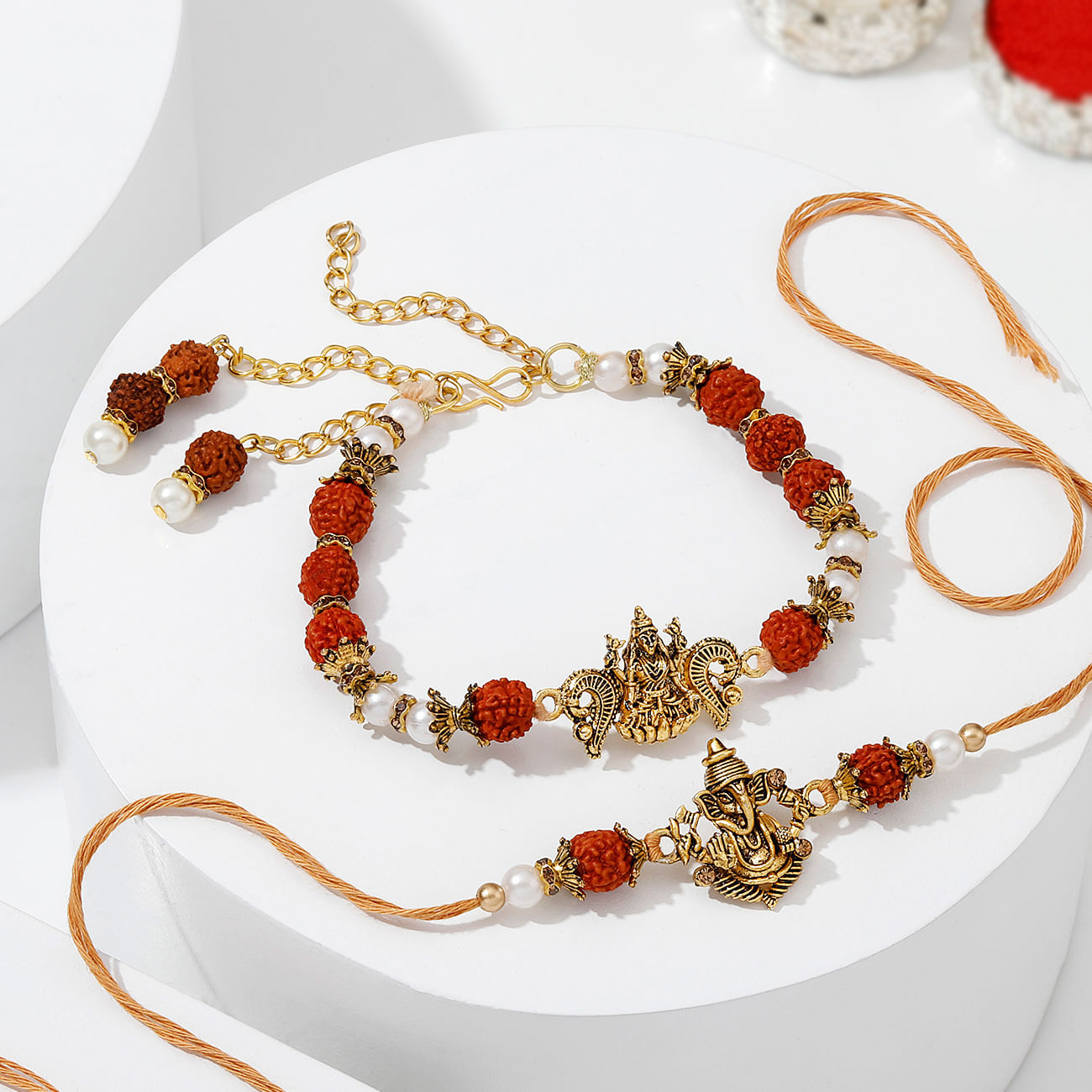 Ganesh And Lakshmi Antique Bhaiya Bhabhi Rakhi