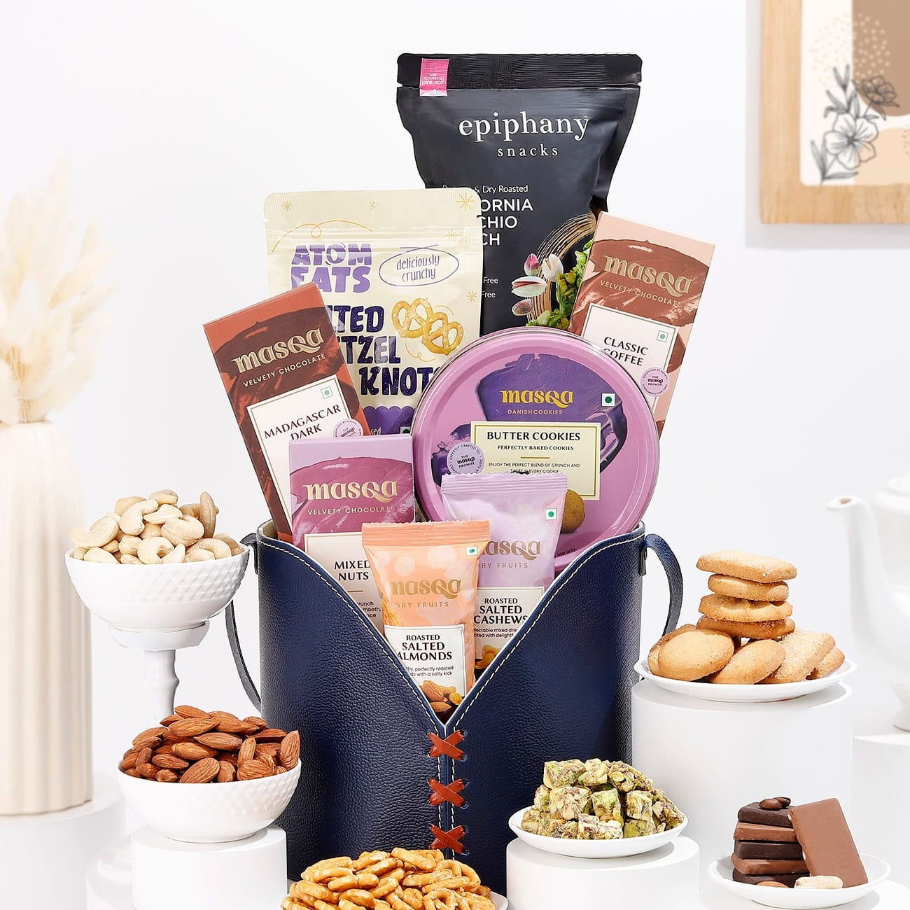 Gourmet Snacks In Leather Bag Gift Hamper