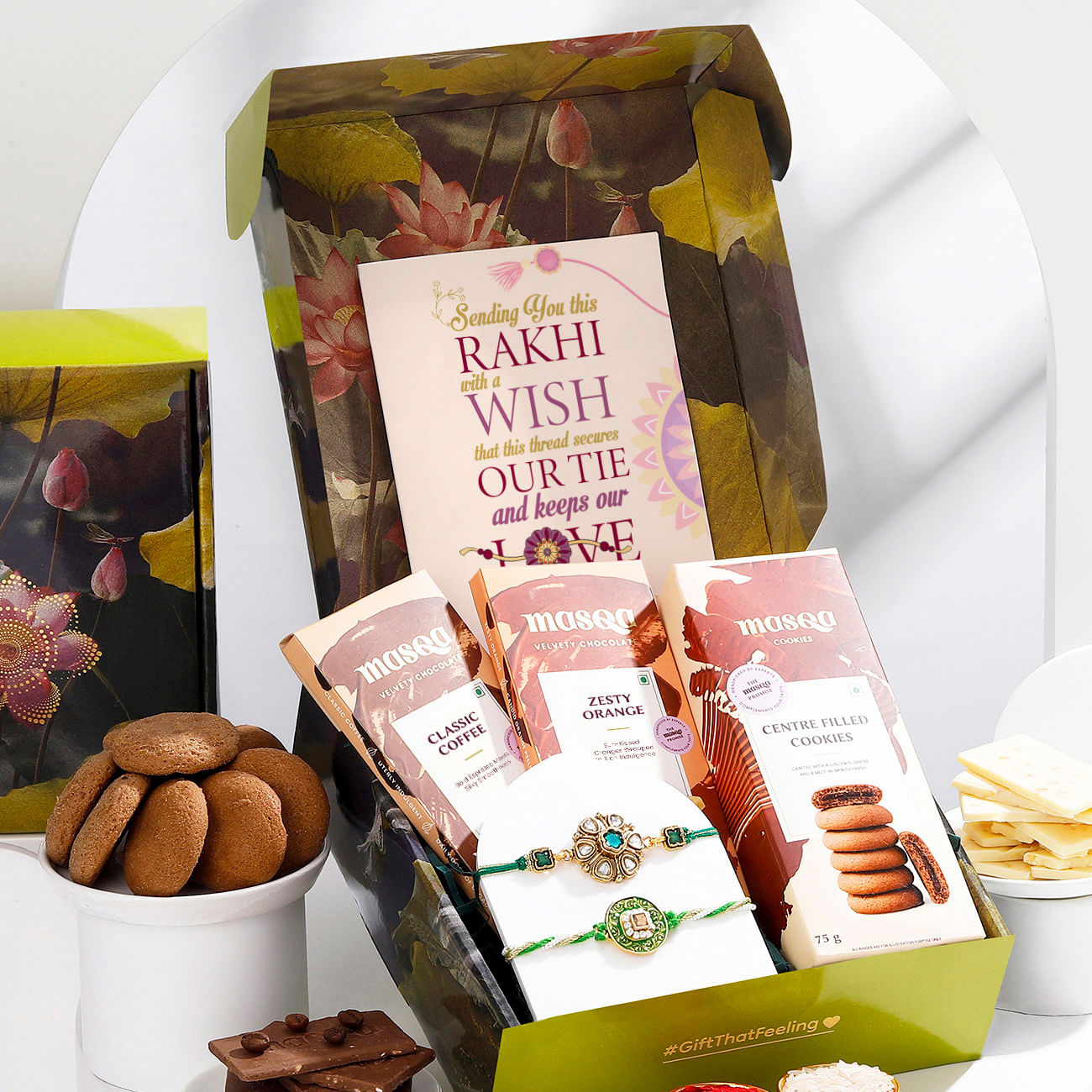 Graceful Green Kundan Rakhis Hamper