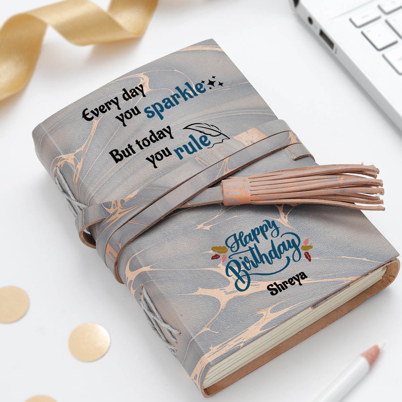 Happy Birthday Personalized Leather Journal