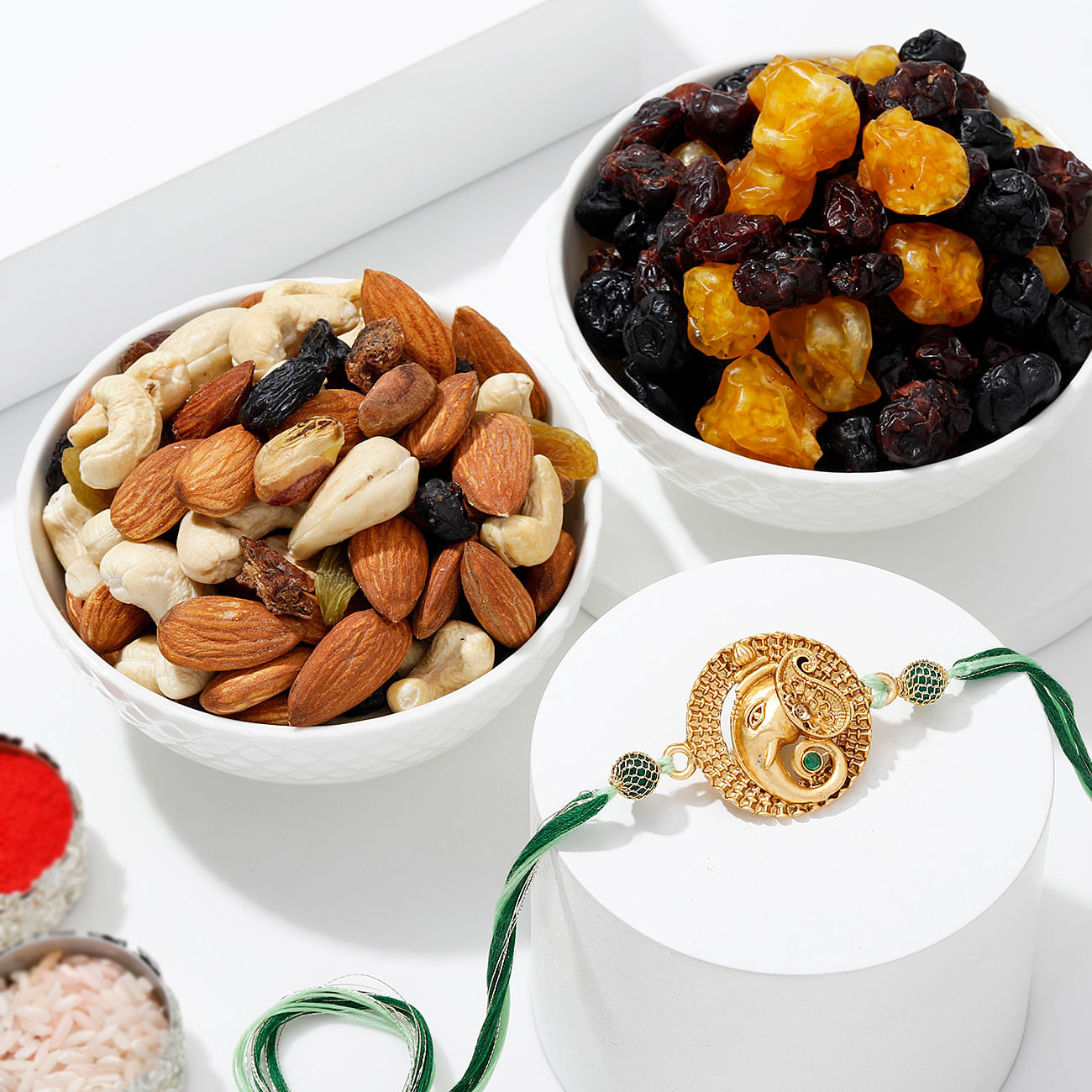 Healthy Treats And Ganesha Rakhi Combo