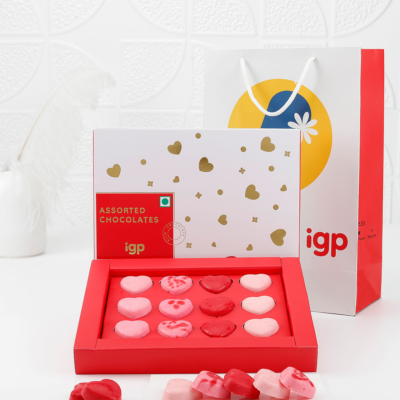 Heart-Shaped Chocolate Assortment Box - 12 Pcs