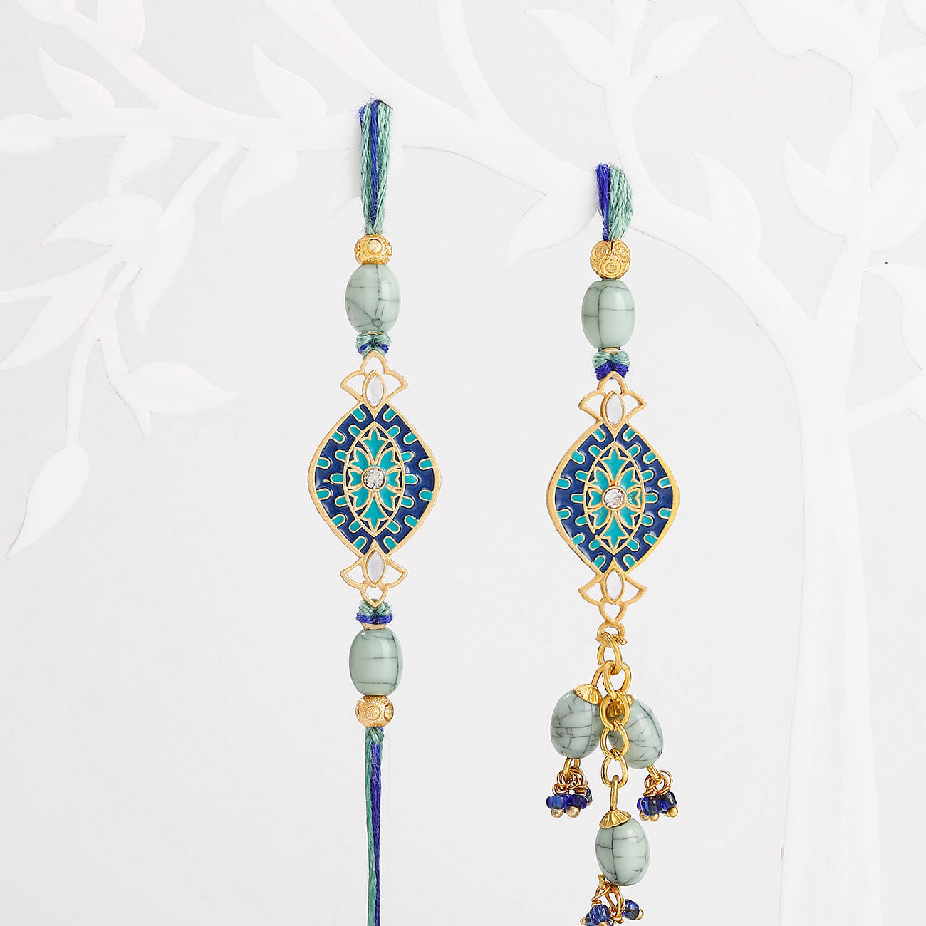 Meenakari And CZ Stone Work Bhaiya Bhabhi Rakhi