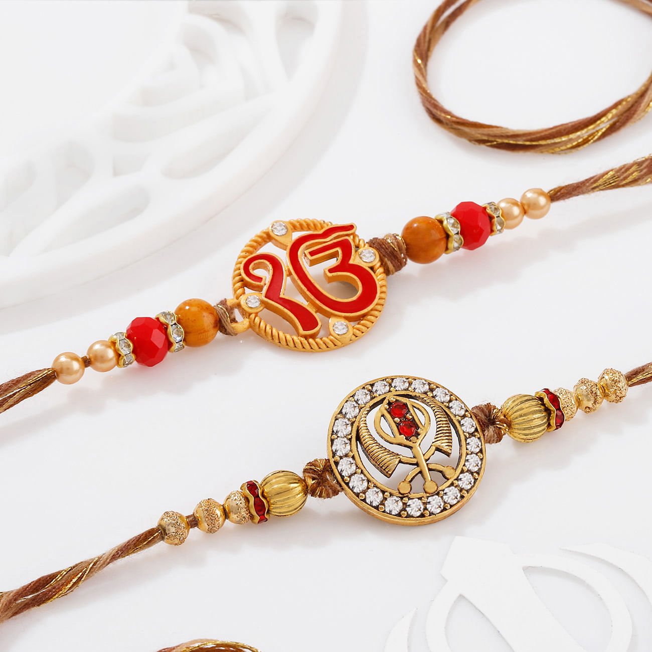 Meenakari Khanda And Ek Onkar Rakhis - Set Of 2