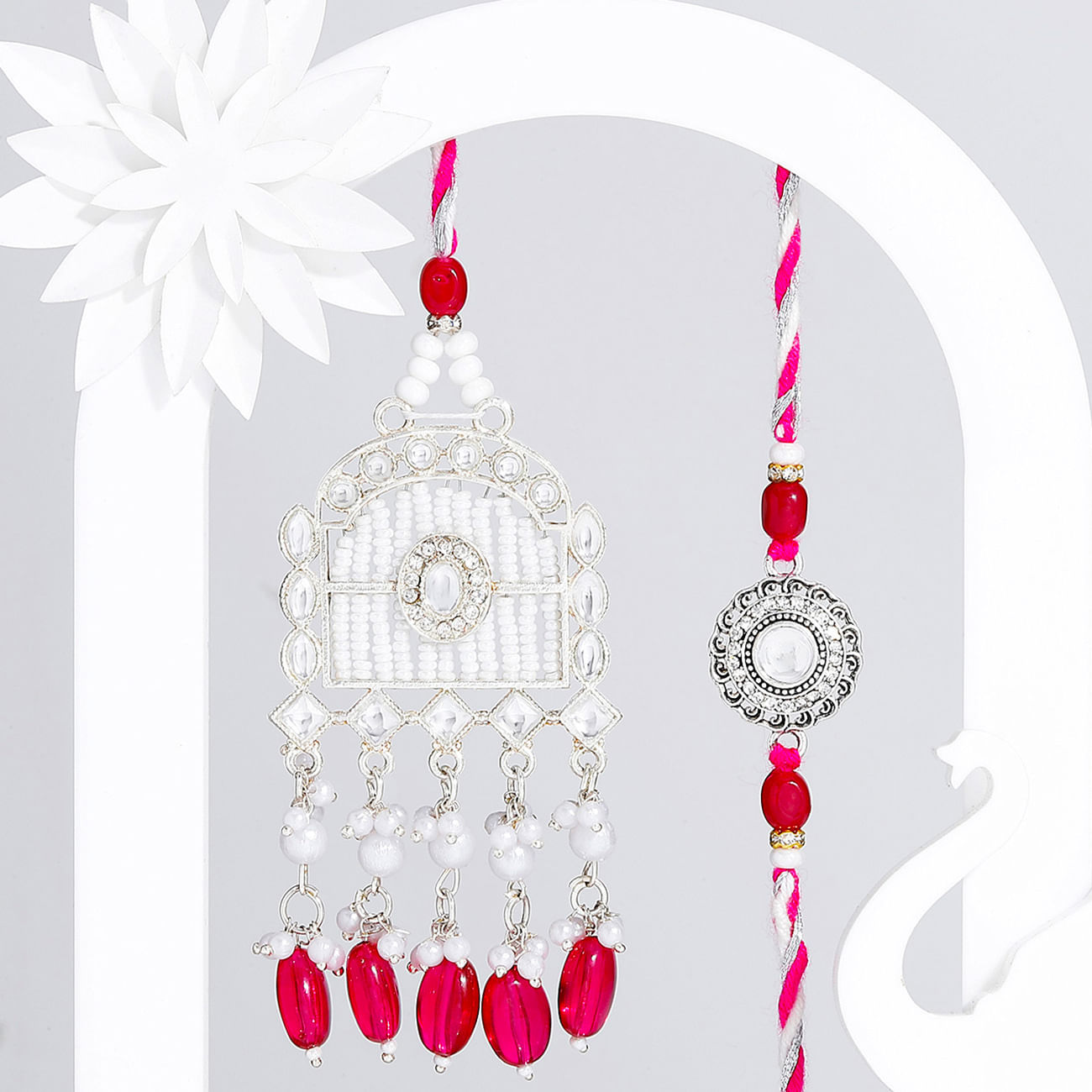 Mehrab Design Kundan And Pearl Work Bhaiya Bhabhi Rakhi