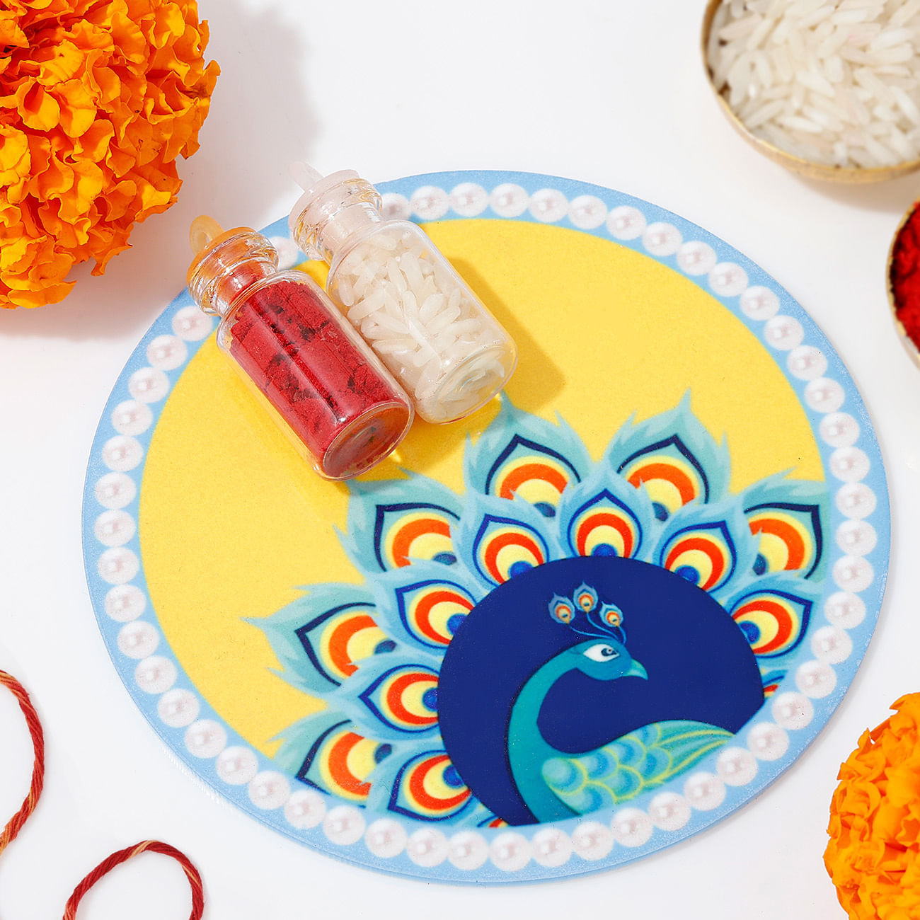 Peacock Elegance Tikka Thali Set For Bhai Dooj