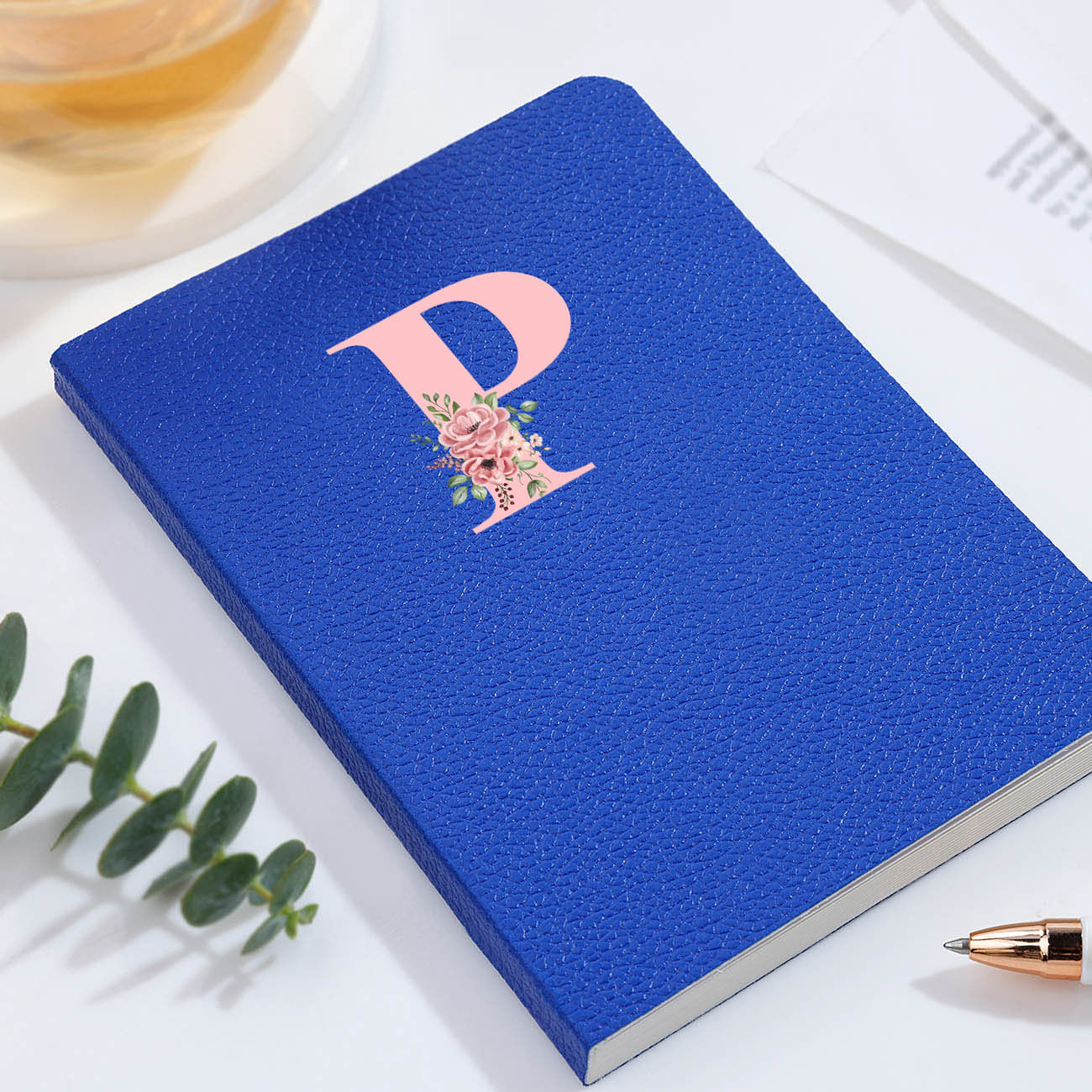 Personalized Blue Vegan Leather Diary