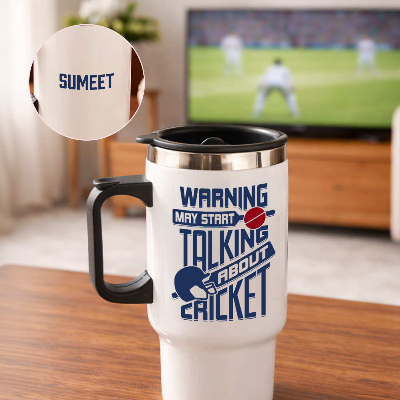 Personalized Cricket Vibes Travel Mug