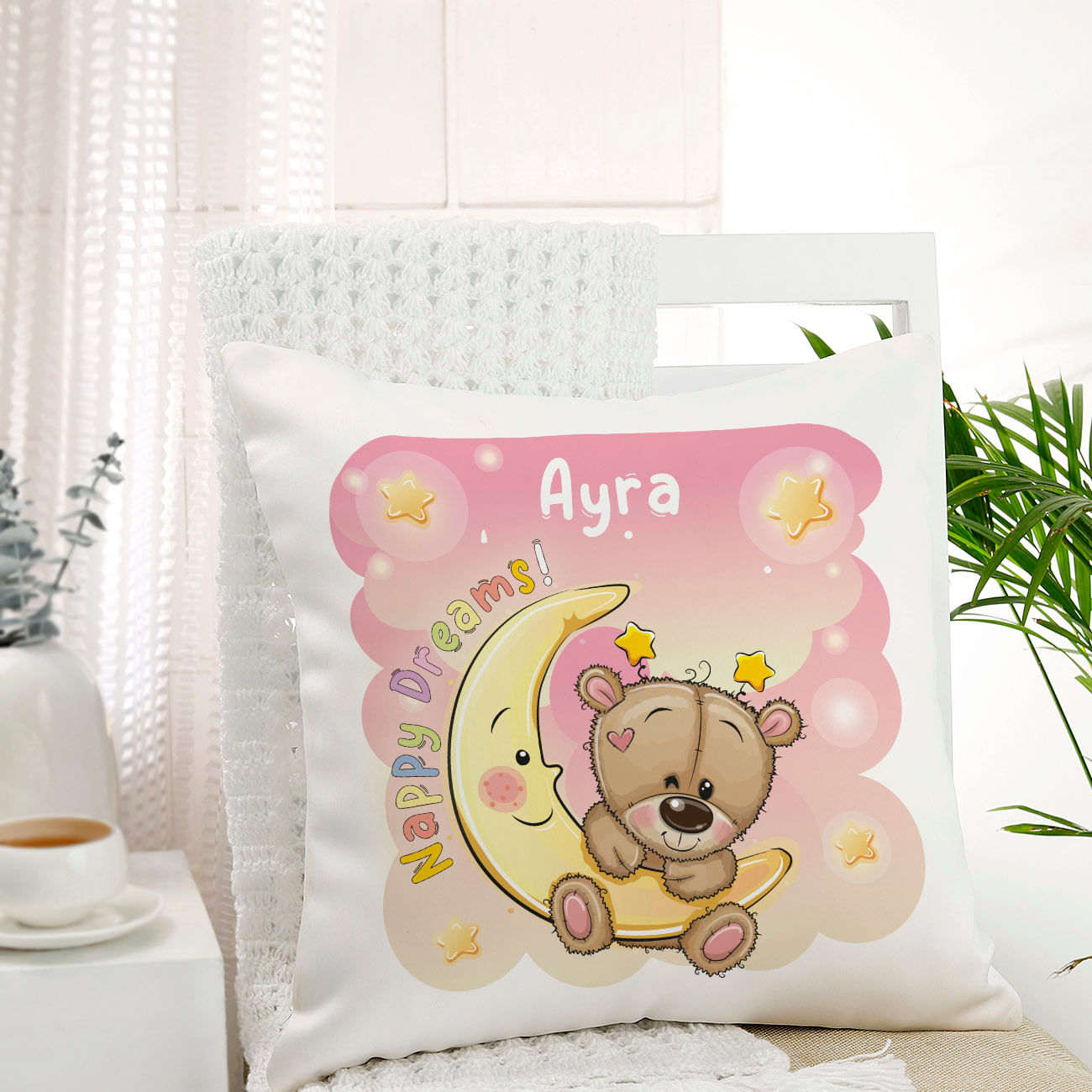Personalized Dreamy Teddy Bear Cushion