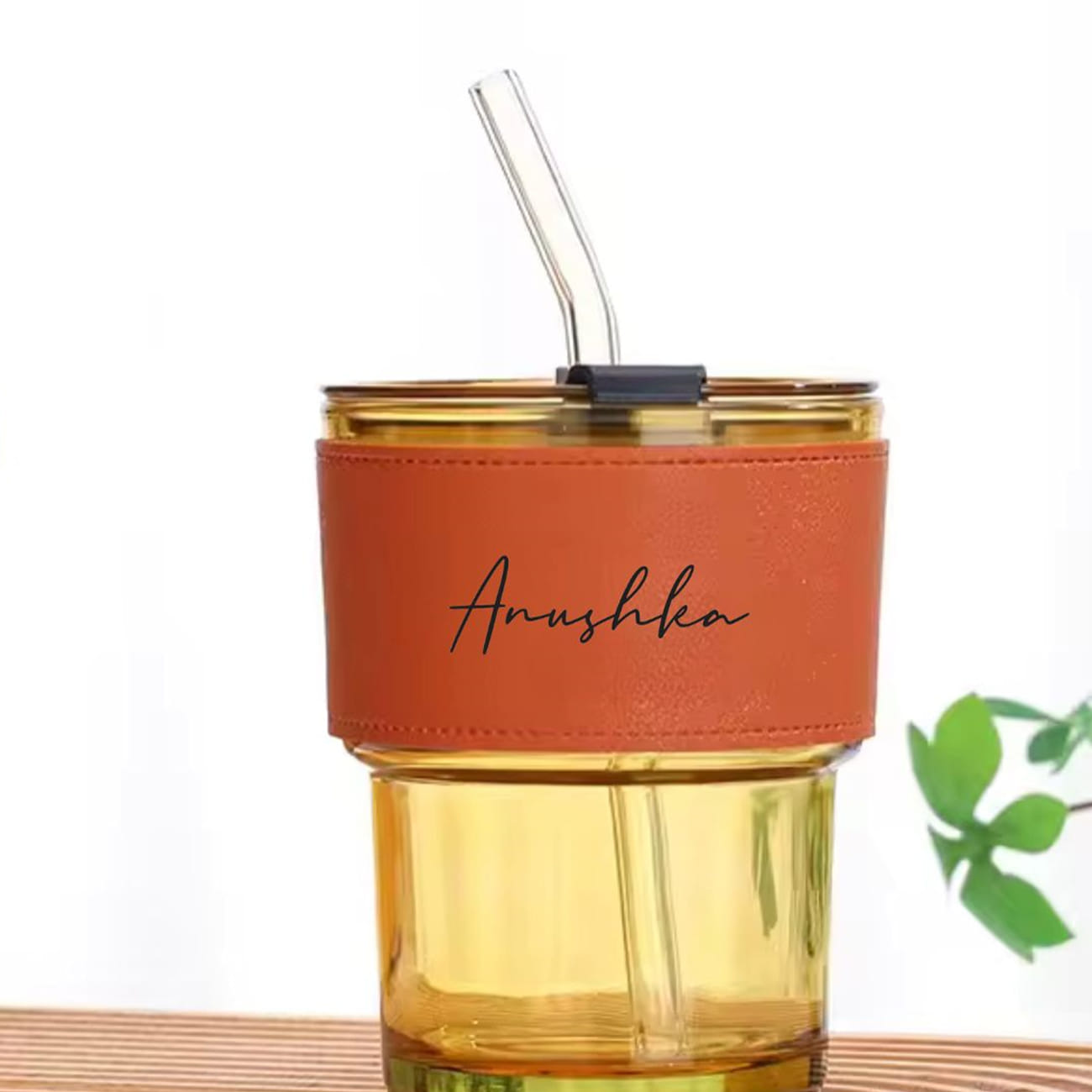 Personalized Leather Sleeve Coffee Tumbler