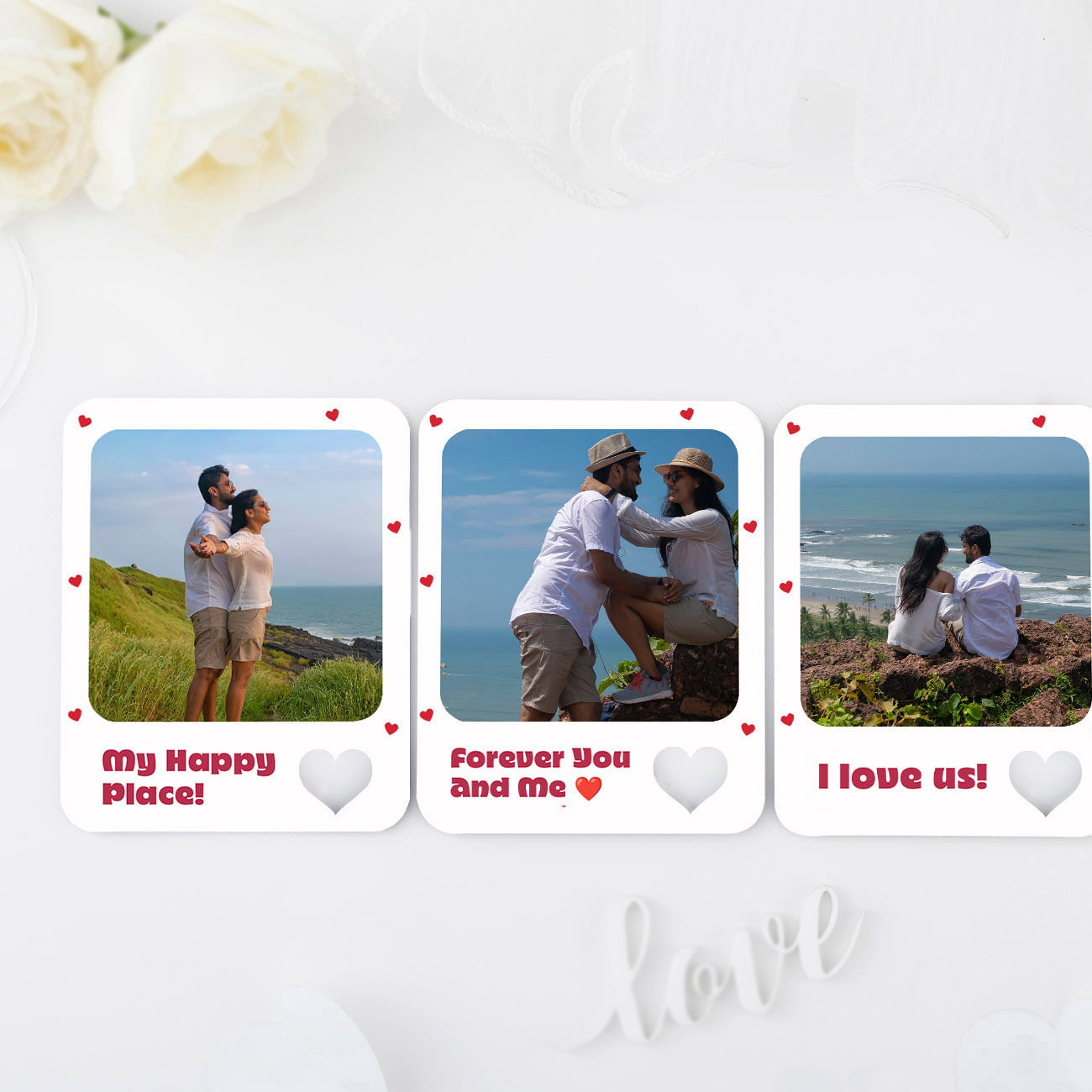 Personalized Love Story Fridge Magnet Trio