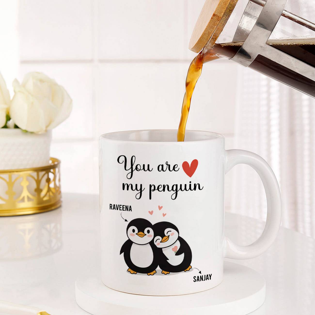 Personalized Penguin Love Mug