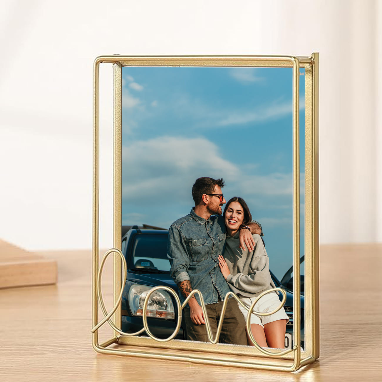 Personalized Radiant Love Golden Metal Photo Frame