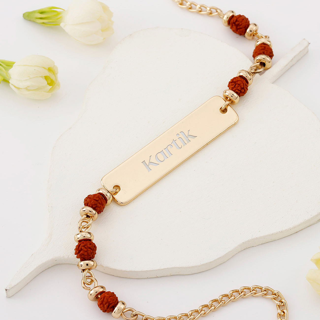 Personalized Rudraksha Bracelet Rakhi
