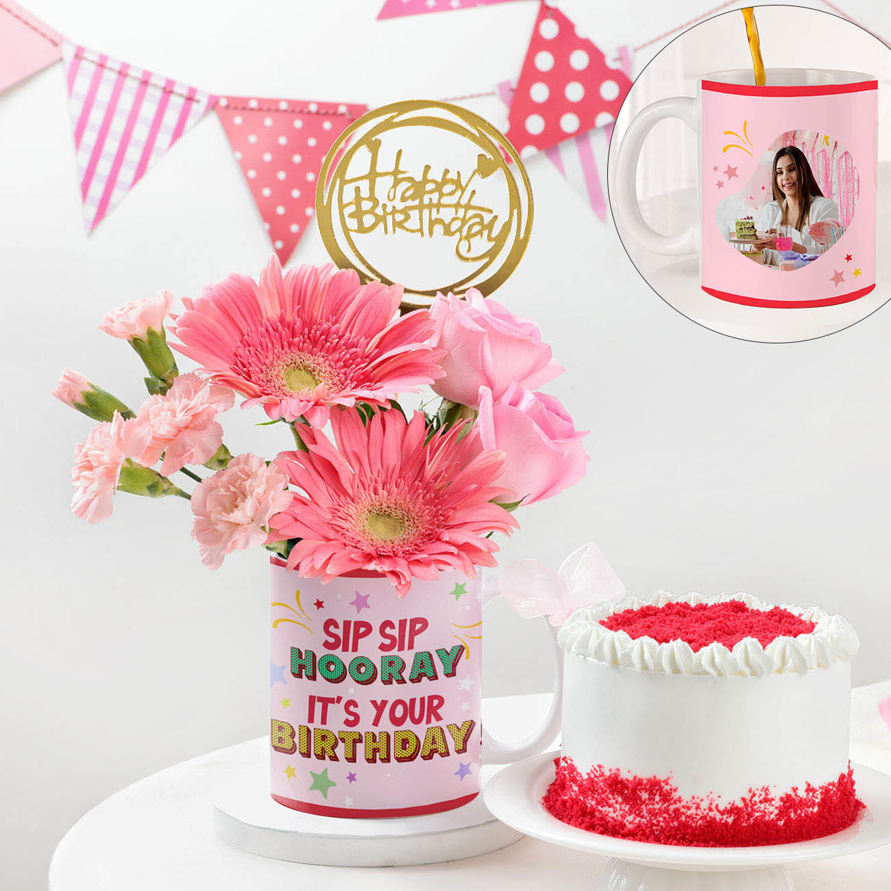 Personalized Sip Sip Hooray Birthday Combo